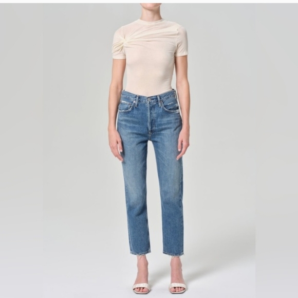 Agolde Denim - NWT Agolde | Riley High Rise straight Crop Jeans | Size 33  Frequency